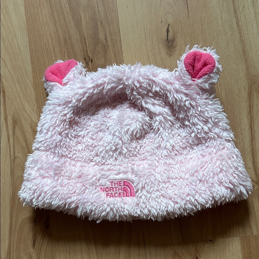 The North Face Light Pink Fuzzy Hat with Ears